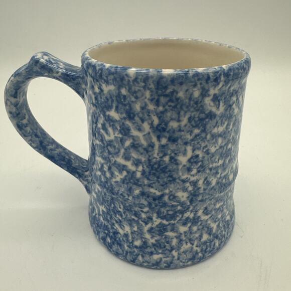 NS Gustin Co. LA Pottery Blue Stipple Spongeware Coffee Mug - Picture 3 of 7